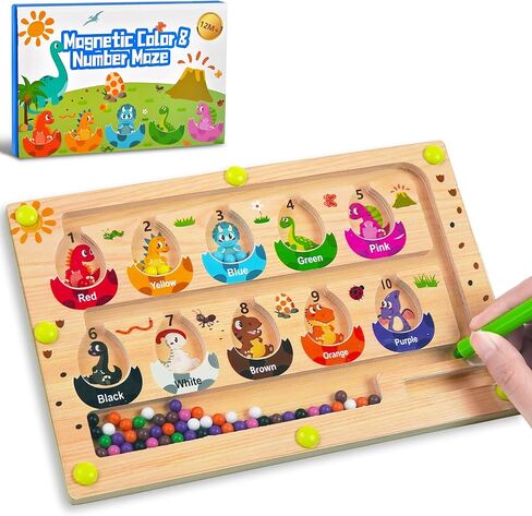 Busy Board Travel toys for Toddlers Kids, Montessori Toys Magnetic Color and Number Maze Puzzle, Dinosaur Learning Education Toys for Fine Motor Skills,Airplane Car Travel Activities Essential (Small) in Kuwait