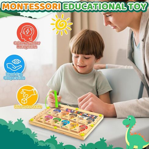 Busy Board Travel toys for Toddlers Kids, Montessori Toys Magnetic Color and Number Maze Puzzle, Dinosaur Learning Education Toys for Fine Motor Skills,Airplane Car Travel Activities Essential (Small) in Kuwait