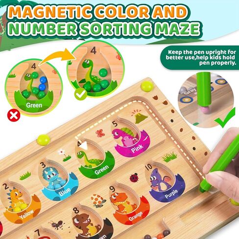 Busy Board Travel toys for Toddlers Kids, Montessori Toys Magnetic Color and Number Maze Puzzle, Dinosaur Learning Education Toys for Fine Motor Skills,Airplane Car Travel Activities Essential (Small) in Kuwait