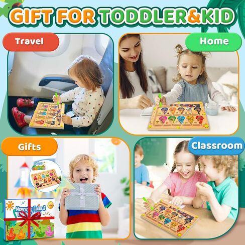 Busy Board Travel toys for Toddlers Kids, Montessori Toys Magnetic Color and Number Maze Puzzle, Dinosaur Learning Education Toys for Fine Motor Skills,Airplane Car Travel Activities Essential (Small) in Kuwait