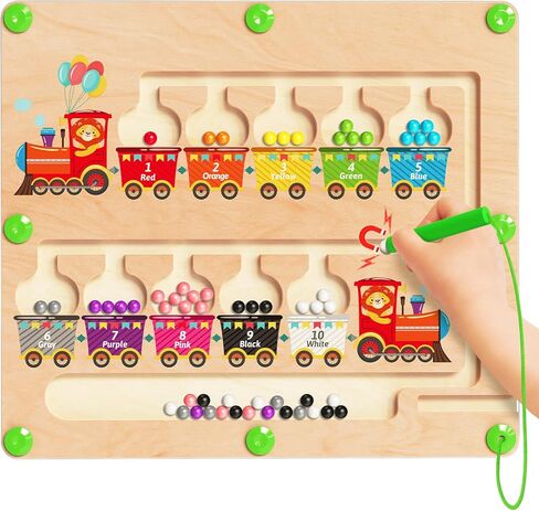 Kidific Magnetic Color and Number Maze, Montessori Toys for 2 3 4 Year Old, Wooden Color Matching Puzzle Board, Preschool Learning Activities Travel Toys for Ages 2-4 for Girls Boys Birthday Gifts in Kuwait