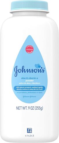 Johnson's Baby Cornstarch Baby Powder with Aloe and Vitamin E for Delicate Skin, Hypoallergenic, No Addded Parabens, and Dyes for Gentle Baby Skin Care, Baby Essentials, 1.5 oz in Kuwait