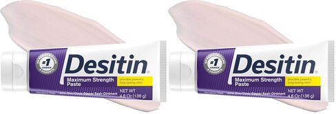 Desitin Maximum Strength Paste, 40% Zinc Oxide Paste, Diaper Rash Healing Ointment for Immediate Relief, Dermatologist Pediatrician Tested, Helps Heal Diaper Rash, Protects Up to 12 Hours, 4.8 Oz Tube in Kuwait