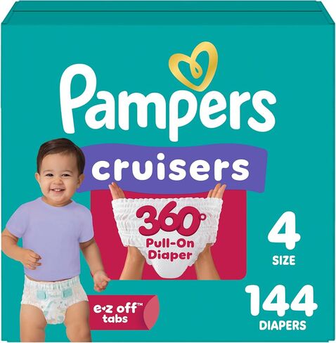 Pampers Diapers - Cruisers 360 - Size 5, 128 Count, Babyproof up to 100% Leakproof Pull-On Diaper in Kuwait