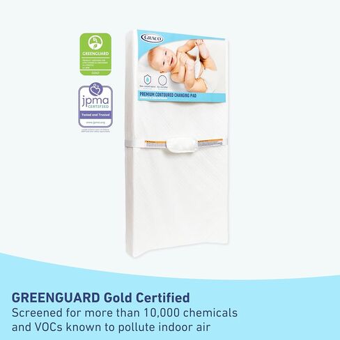 Graco Premium Contoured Baby Changing Pad | GREENGUARD Gold Certified, Water-Resistant, Ultra-Soft Buckle Cover, Fits Most Standard Changing Toppers, Non-Skid Bottom in Kuwait