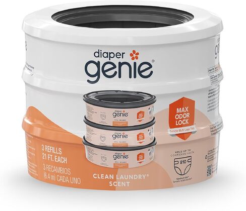 Diaper Genie Bags Refills 270 Count (Pack of 3) Clean Laundry Scent | Diaper Pail Refills with Max Odor Lock | Holds up to 810 Newborn Diapers in Kuwait
