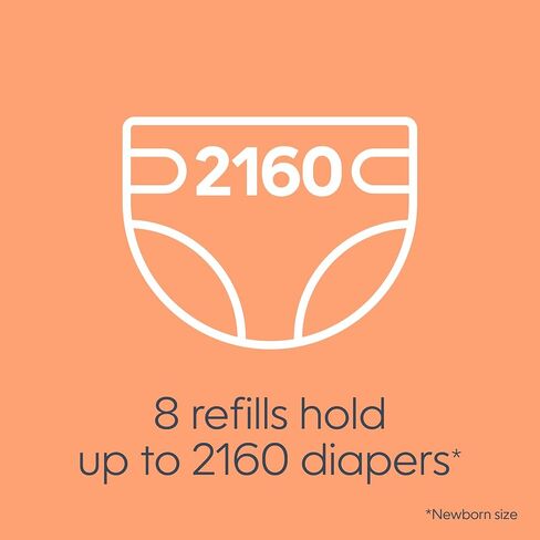 Diaper Genie Bags Refills 270 (Pack of 8) Clean Laundry Scent | Diaper Pail Refills with Max Odor Lock | Holds up to 2160 Newborn Diapers | Scented diaper disposal pail refills with Max Odor Lock Technology help lock in odors and last up to 2,160 newborn  in Kuwait