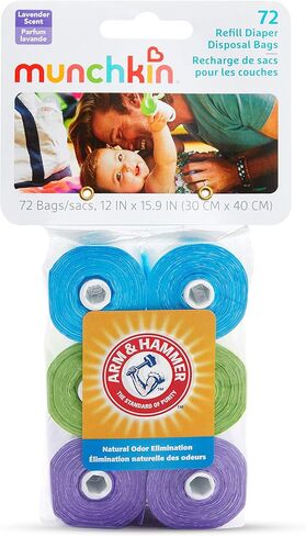 Munchkin® Arm and Hammer Diaper Bag Refills, 6 Pack, 72 Lavender Scented Bags in Kuwait
