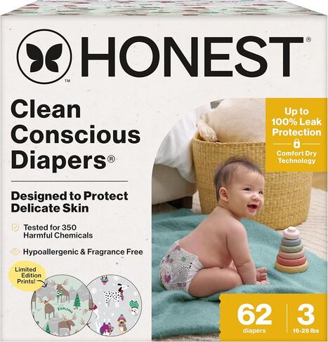 The Honest Company Diapers, All the Alpacas + Turtle Time, Size 1, 78 Count in Kuwait