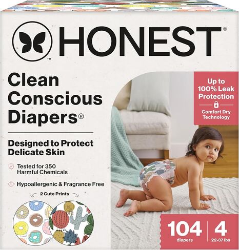 The Honest Company Daytime Diapers, All the Alpacas, Size 4, 104ct in Kuwait