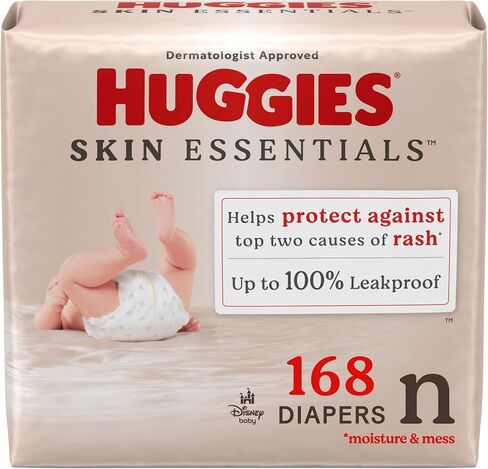 Huggies Size 4 Diapers, Skin Essentials Baby Diapers, Size 4 (22-37 lbs), 150 Count (6 Packs of 25), Packaging May Vary in Kuwait