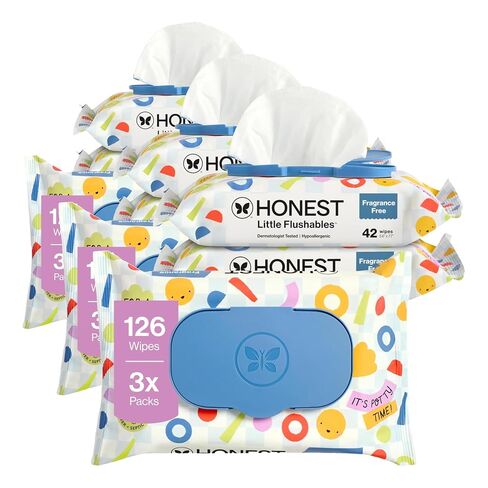 The Honest Company Toddler Flushable Wipes, Hypoallergenic, 126 Count in Kuwait