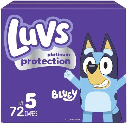 Luvs Size 6 Baby Diapers, Platinum Protection Bluey Diapers for Day & Night,Size 6 (35+ lbs), 144 Count in Kuwait