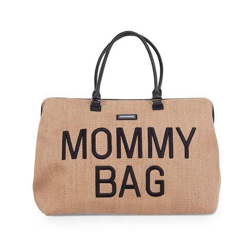 Childhome Original Mommy Bag - Large Baby Diaper Tote, Hospital and Travel Bag, Pregnancy Must Haves (Raffia Natural) in Kuwait