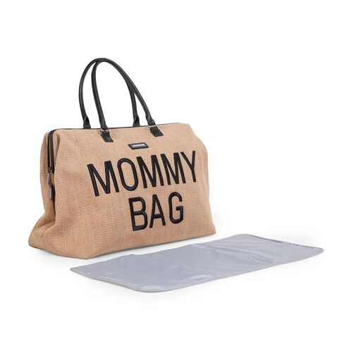 Childhome Original Mommy Bag - Large Baby Diaper Tote, Hospital and Travel Bag, Pregnancy Must Haves (Raffia Natural) in Kuwait