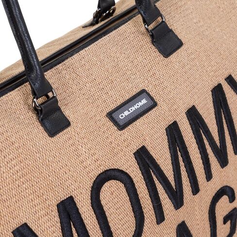 Childhome Original Mommy Bag - Large Baby Diaper Tote, Hospital and Travel Bag, Pregnancy Must Haves (Raffia Natural) in Kuwait