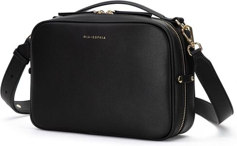 MIA + SOPHIA Crossbody Diaper Bags - Diaper Clutch Includes Leather Portable Changing Pad and Removable Pouch Organizer, Small Diaper Bag Features 6 Compartments - Black in Kuwait