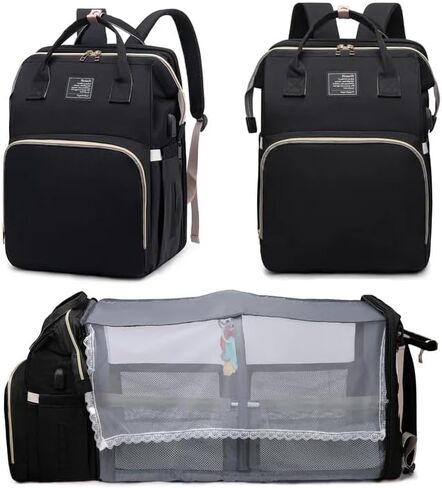 houscly Diaper Bag Backpack with Changing Station, 25L Large Capacity | Multifunction baby bag, baby registry search, baby girl newborn essentials must haves, baby shower gifts, pink in Saudi Arabia