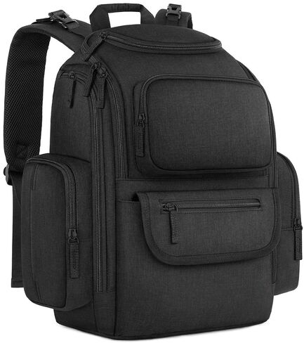 Mancro Diaper Bag Backpack, Dad Diaper Bag with 2 Side Insulated Pockets | Multifunctional Water Resistant Diaper Backpack for Men Women with Stroller Straps, Travel Baby Bag Backpack, Black in Kuwait