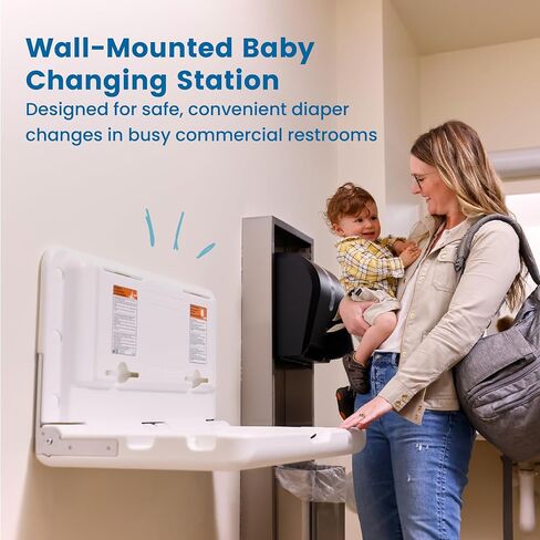 ECR4Kids Horizontal Wall-Mounted Diaper Changing Station, Baby Changer, Grey Speckled in Kuwait