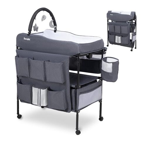 Baby Changing Table, Versatile Portable Folding Changing Table, Waterproof Diaper Changing Station with Waste Basket, Adjustable Height with 2 Drawers, Baby Changing Station for Infant and Newborn in Kuwait