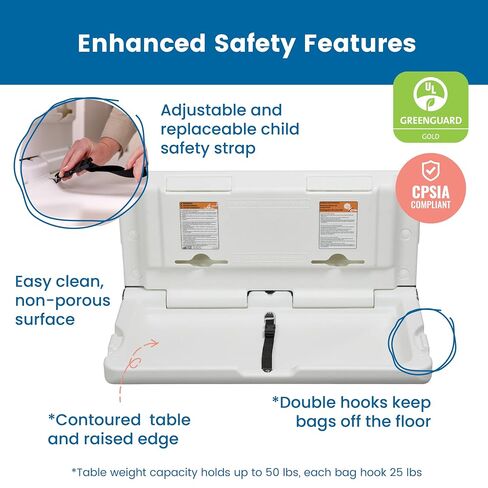 ECR4Kids Horizontal Wall-Mounted Diaper Changing Station, Baby Changer, Grey Speckled in Kuwait