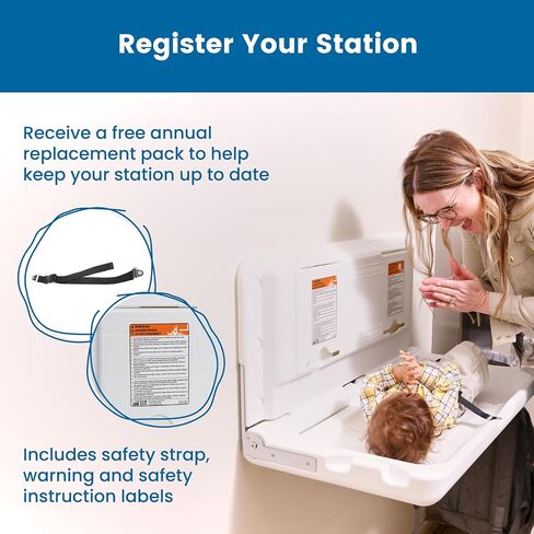 ECR4Kids Horizontal Wall-Mounted Diaper Changing Station, Baby Changer, Grey Speckled in Kuwait