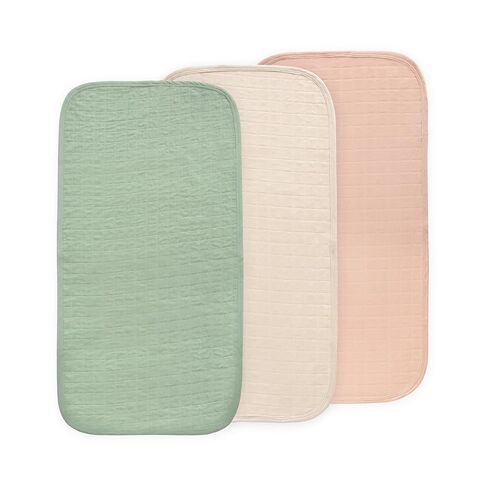 mushie Water Repellent Changing Pad Liners | Cotton (Olive Check Combo) | 3 Pack, Water repellent, Machine washable, Fits in diaper bag in Saudi Arabia