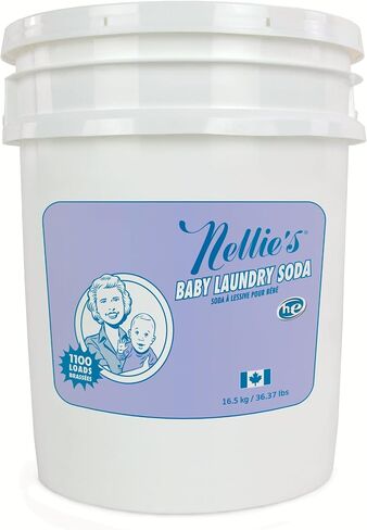 Nellie’s Baby Laundry Soda Tin – 80 Loads – Gentle Powdered Detergent for Delicate Fabrics – Fragrance-Free Formula - 80 Loads - Made in Canada | Septic-Safe, HE Compatible & Phosphate-Free, Just 1 Tablespoon Per Load, Made in Canada in Kuwait