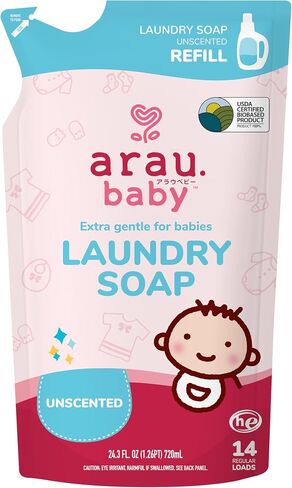 Arau Baby Laundry Soap, Lavender, Plant Based Formula, Safe for Sensitive Skin, Baby Laundry Detergent with No Artificial Fragrance or Additives, Gentle on Infant, Newborn and Baby Clothes, 27 Fl Oz in Kuwait