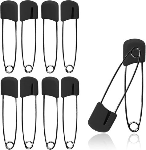 Lxnoap 10 pcs Cloth Diaper Pins Stainless Steel Traditional Safety Pin (Black) in Kuwait