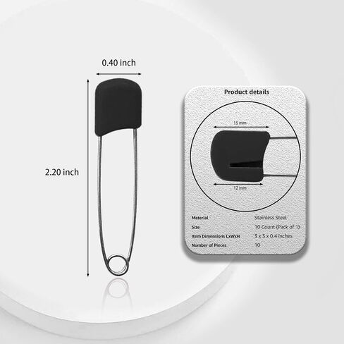 Lxnoap 10 pcs Cloth Diaper Pins Stainless Steel Traditional Safety Pin (Black) in Kuwait