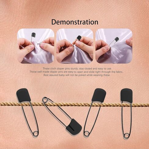 Lxnoap 10 pcs Cloth Diaper Pins Stainless Steel Traditional Safety Pin (Black) in Kuwait