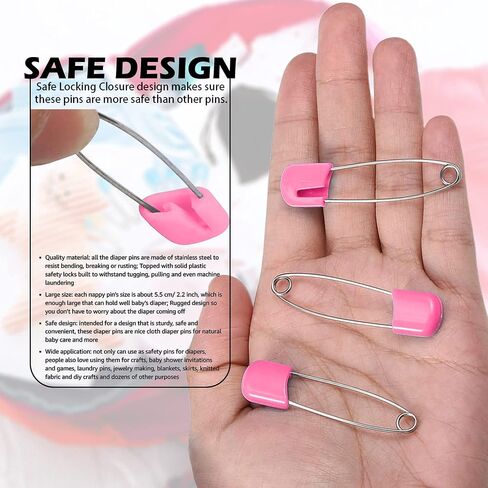 Lxnoap 10 pcs Cloth Diaper Pins Stainless Steel Traditional Safety Pin (Pink) in Kuwait