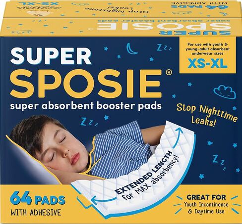 Super Sposie Booster Pads, Max Absorbency for Nighttime Diapers, Use with Overnight Diapers Size 5+, Incontinence Protection in Kuwait