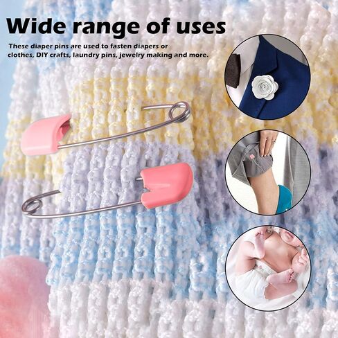 Lxnoap 10 pcs Cloth Diaper Pins Stainless Steel Traditional Safety Pin (Pink) in Kuwait