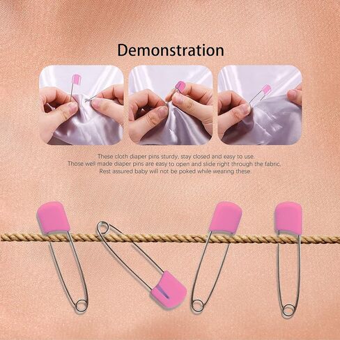 Lxnoap 10 pcs Cloth Diaper Pins Stainless Steel Traditional Safety Pin (Pink) in Kuwait