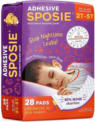 Sposie Diaper Booster Pads with Adhesive, fits Diaper Sizes 2T-5T, Baby Diaper Pads Inserts Overnight, Diaper Liners for Nighttime Diapers, Overnight Diapers, 28 ct/ in Kuwait