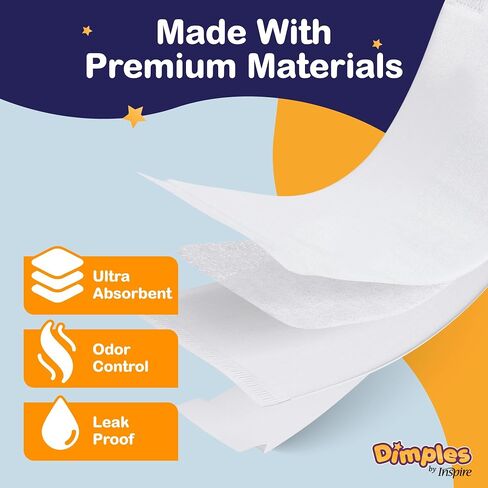 Dimples Booster Pads, Baby Diaper Doubler Inserts with Adhesive - 1 Size Fits All Diapers - Boosts Absorbency - No More leaks for Overnight, Travel, Nighttime or Anytime 21 Count in Kuwait