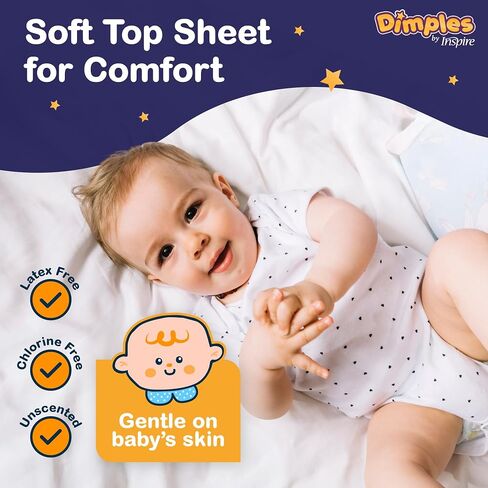 Dimples Booster Pads, Baby Diaper Doubler Inserts with Adhesive - 1 Size Fits All Diapers - Boosts Absorbency - No More leaks for Overnight, Travel, Nighttime or Anytime 21 Count in Kuwait