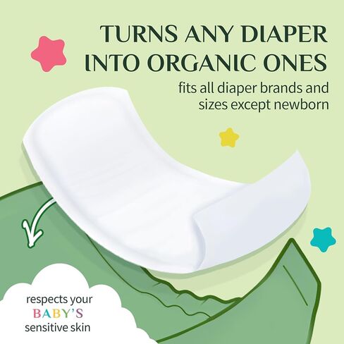 Organyc 100% Certified Organic Cotton Baby Diaper Liner for Sensitive Skin, Fits All Brands and Sizes Diapers Except New Born, 20 Count in Kuwait