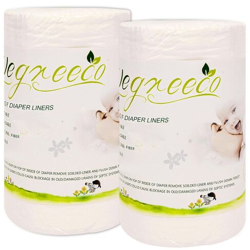 wegreeco Unscented Diaper Liners - Fragance Free and Chlorine Free Cloth Diaper Liners - 100 Sheets Per Roll (2 Roll) in Kuwait