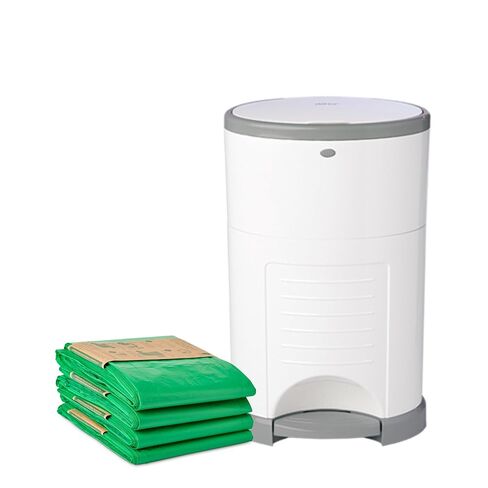 Diaper Dekor EKO Classic Diaper Pail, White | ONLY Eco-Friendly Diaper Pail Made with 70% Recycled Materials | Hands-Free: Step–Drop–Done | Cost-Effective Refill System in Kuwait