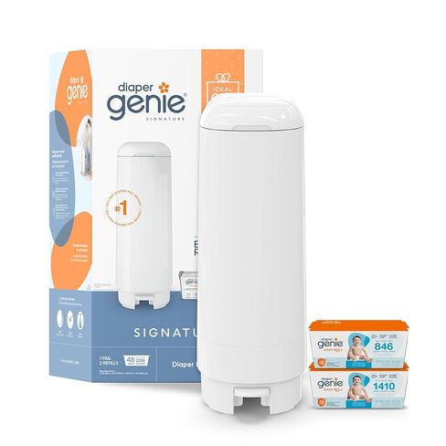 Diaper Genie Signature Gift Set | Includes Easy Roll Refill with 48 Bags | Holds Up to 2256 Newborn Diapers, Plastic in Kuwait