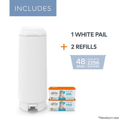 Diaper Genie Signature Gift Set | Includes Easy Roll Refill with 48 Bags | Holds Up to 2256 Newborn Diapers, Plastic in Kuwait