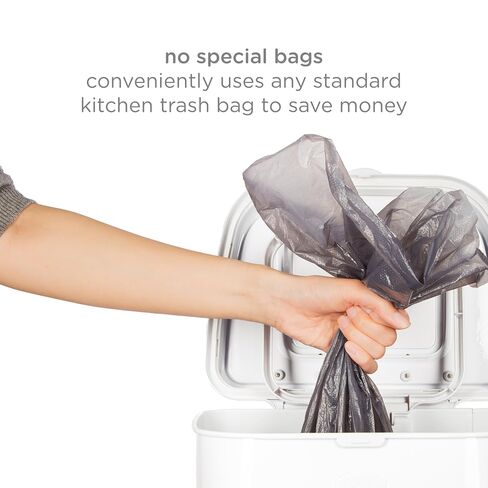 Ubbi Adult Diaper Pail, 13-Gallon Stainless Steel Incontinence Disposal Bin | Odor Locking Trash Can for Adult Diapers, Elderly Care & Caregivers, No Special Bags Required, White in Kuwait