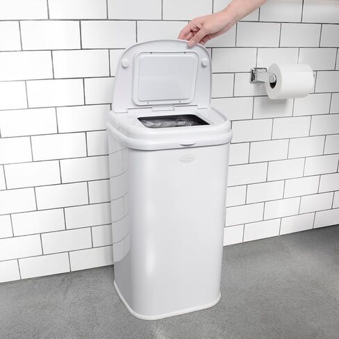 Ubbi Adult Diaper Pail, 13-Gallon Stainless Steel Incontinence Disposal Bin | Odor Locking Trash Can for Adult Diapers, Elderly Care & Caregivers, No Special Bags Required, White in Kuwait