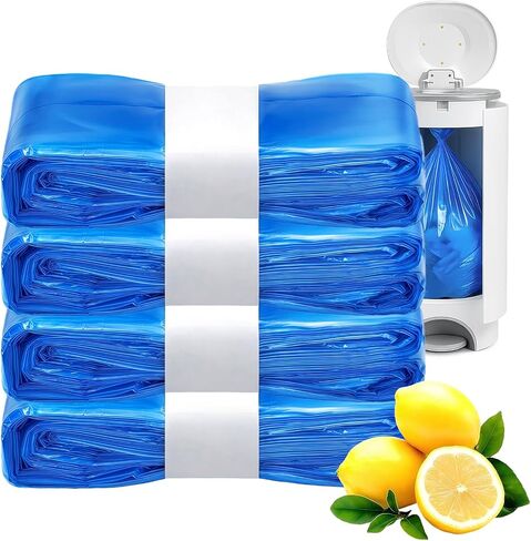 Compatible with Diaper Genie Pails Diaper Pail Refills, 4 Pack Lemon-Scented Odor-Blocking Continuous Liner Refills, Durable Leak-Resistant Rolls for Baby in Kuwait