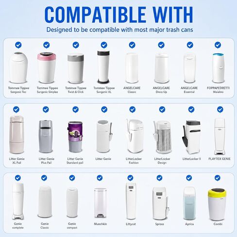 Compatible with Diaper Genie Pails Diaper Pail Refills, 4 Pack Lemon-Scented Odor-Blocking Continuous Liner Refills, Durable Leak-Resistant Rolls for Baby in Kuwait