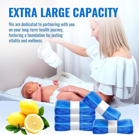 Compatible with Diaper Genie Pails Diaper Pail Refills, 4 Pack Lemon-Scented Odor-Blocking Continuous Liner Refills, Durable Leak-Resistant Rolls for Baby in Kuwait